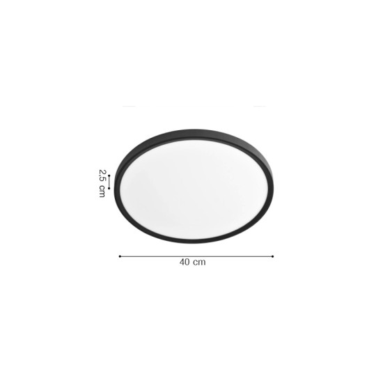 Πλαφονιέρα οροφής LED 32W 3CCT (by switch on base) σε μαύρη απόχρωση D:40x2,5cm (42036-C-Black)
