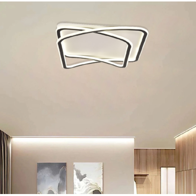Πλαφονιέρα οροφής LED 80W 8800LM 3CCT από μαύρo μέταλλο και λευκό D:50x50cm (42038-Black/white)