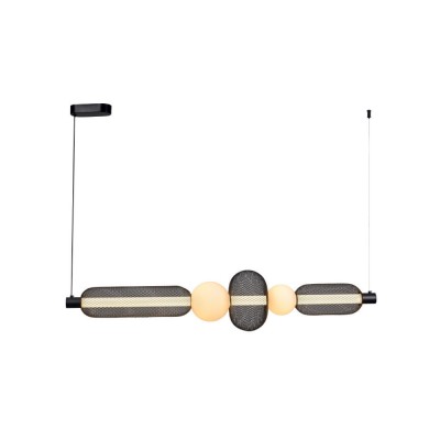 Κρεμαστό φωτιστικό από μαύρο μέταλλο και γυαλί 28W 4408LM 3000K D:1m (4073)