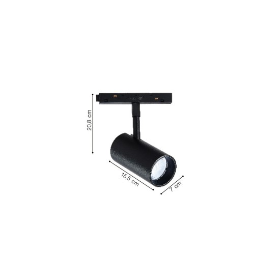 Σποτ μαγνητικής ράγας LED 10W 3CCT σε μαύρη απόχρωση D:15,5X7X20,8cm (TM0120-Black)