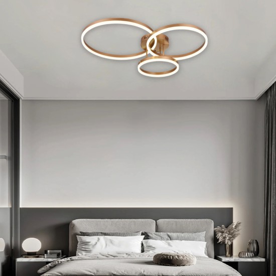 Φωτιστικό οροφής  LED 75W 3CCT dimmable 3steps από αλουμίνιο και ακρυλικό D:95cm (6094-A-Golden)
