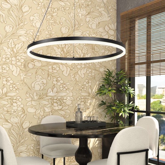 Κρεμαστό φωτιστικό LED 45W 3CCT dimmable 3steps από αλουμίνιο και ακρυλικό D:60cm (6095-C-Black)