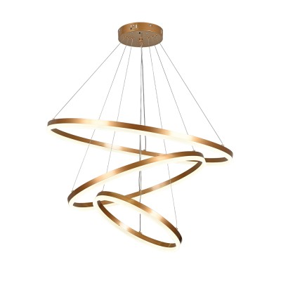 Κρεμαστό φωτιστικό LED 100W 3CCT dimmable 3steps από αλουμίνιο και ακρυλικό D:60cm (6095-A-Golden)