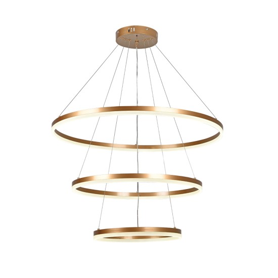Κρεμαστό φωτιστικό LED 100W 3CCT dimmable 3steps από αλουμίνιο και ακρυλικό D:60cm (6095-A-Golden)