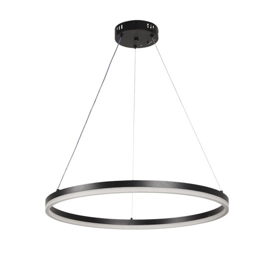 Κρεμαστό φωτιστικό LED 45W 3CCT dimmable 3steps από αλουμίνιο και ακρυλικό D:60cm (6095-C-Black)