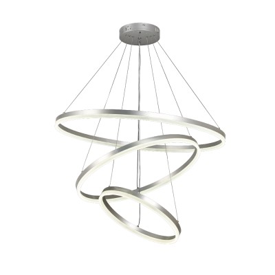 Κρεμαστό φωτιστικό LED 100W 3CCT dimmable 3steps από αλουμίνιο και ακρυλικό D:60cm (6095-A-Silver)
