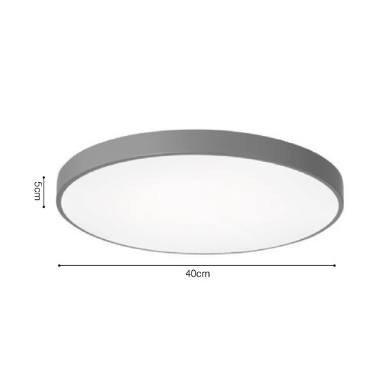 Πλαφονιέρα οροφής LED 24W 3CCT (by switch on base) γκρι μέταλλο και ακρυλικό D:30cm (42035-D-Gray)