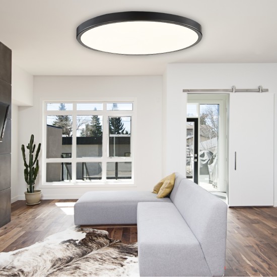 Πλαφονιέρα οροφής LED 32W 3CCT (by switch on base) γκρι μέταλλο και ακρυλικό D:40cm (42035-C-Gray)