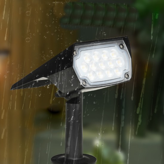 Melville Μαύρο ηλιακό καρφωτό φωτιστικό, LED 3W, 3000K/6000K, 250Lm, IP65, 9,3x28x16cm 