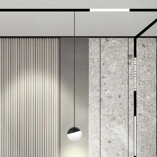 Κρεμαστό Φωτιστικό LED 6W 3000K-6000K για Ultra-Thin μαγνητική ράγα μαύρο D:10X10cm (TMZ0050-Black)