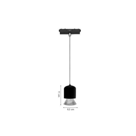 Κρεμαστό Φωτιστικό LED 7W 3CCT για Ultra-Thin μαγνητική ράγα μαύρο D:6,2X11cm (TMU0250-Black)