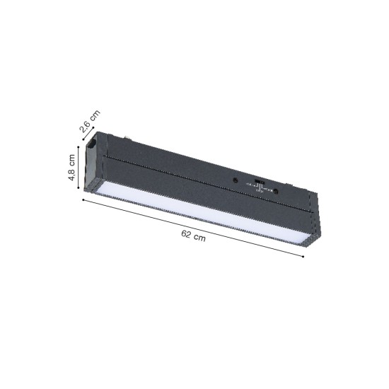 Γραμμικό φωτιστικό LED 20W 3CCT για ultra thin ράγα λευκόD:62X2,6X4,8cm (TMU0170-White)