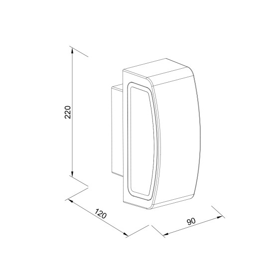 Winona Μαύρο Επιτοίχιο Φωτιστικό Ε27 (Up & Down), IP65, D: 90 x 120 x 220 mm