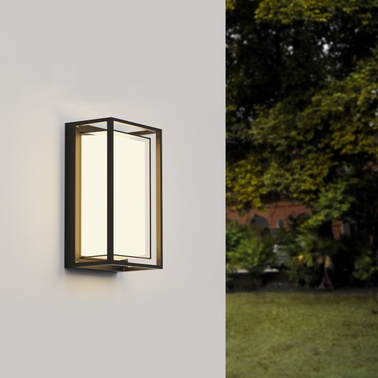 Isabella Μαύρο Επιτοίχιο Φωτιστικό LED 12W, 800Lm, 3000K, IP65, D: 100 x 145 x 245 mm