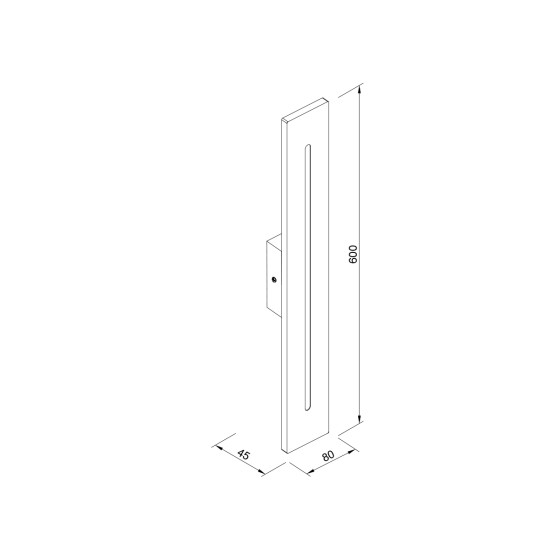 Barton Μαύρο Επιτοίχιο Φωτιστικό LED 15W, 345Lm, 3000K, IP54, D: 45 x 80 x 600 mm