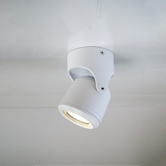 Crescent Λευκό Επιτοίχιο Φωτιστικό GU10, IP54, D: 90 x 90 x 130 mm
