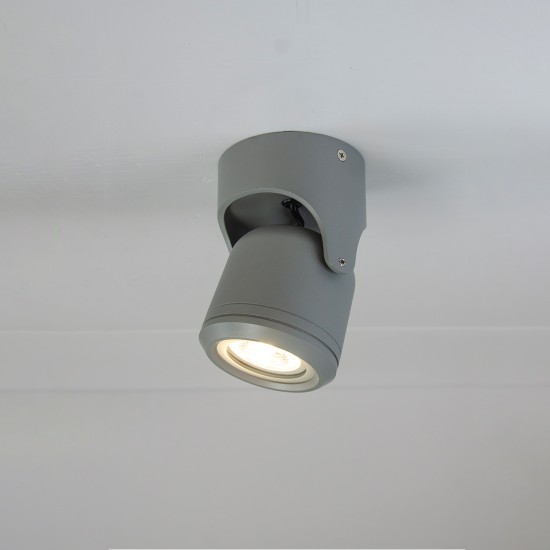 Crescent Γκρι Επιτοίχιο Φωτιστικό GU10, IP54, D: 90 x 90 x 130 mm
