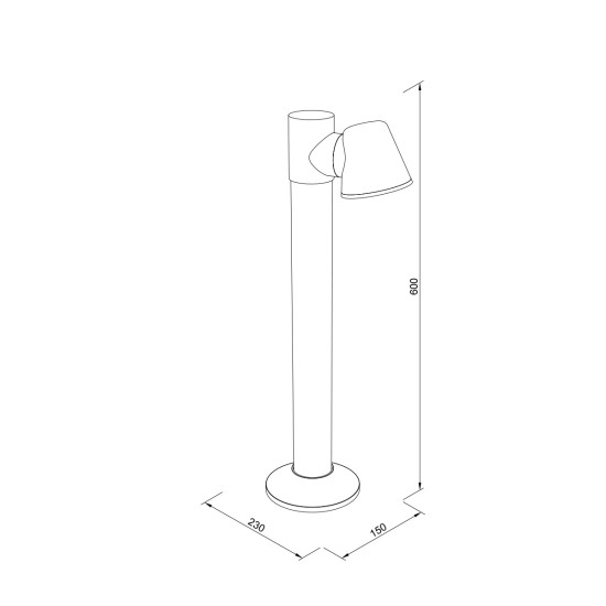 Shasta Μαύρο Φωτιστικό Κολωνάκι GU10, IP54, D: 150 x 230 x 600 mm