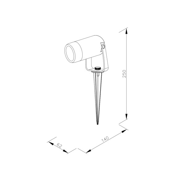 Erling Μαύρο Καρφωτό Φωτιστικό GU10, IP65, D: 62 x 140 x 250 mm