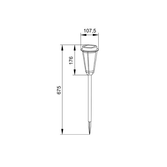 Lobelia Μαύρο ηλιακό καρφωτό φωτιστικό LED 1W, 3000K, 80LΜ, IP44, 107,5 x 675 mm