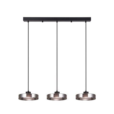 ΚΡΕΜΑΣΤΟ 3ΦΩΤΟ  LED ΦΩΤΙΣΤΙΚΟ ΡΑΓΑΣ ΜΑΥΡΟ ΜΕΤΑΛΛΟ ΦΙΜΕ ΓΥΑΛΙ, 70CM, 3CCT,3960 LUMENS