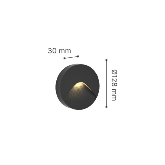 Horseshoe Ανθρακί LED Επιτοίχιο Φωτιστικό, 2W, 3CCT, IP65, D:12,8x3cm
