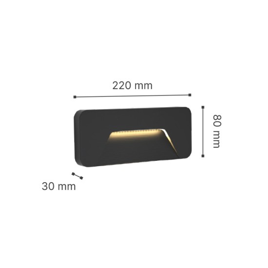 Kentucky Ανθρακί LED Επιτοίχιο Φωτιστικό, 3W, 3CCT, IP65, D:22x8x3cm