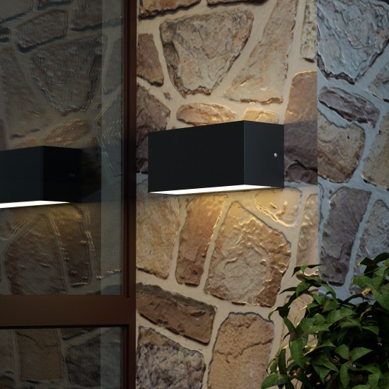 Martin Γκρι Επιτοίχιο Φωτιστικό (Up & Down), 12W, 3CCT, IP65, D:22cmx10cmx9cm