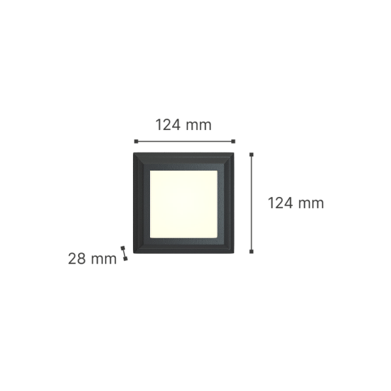 George Ανθρακί LED Επιτοίχιο Φωτιστικό, 3.5W, 3CCT, IP65, D:12,3x12,3x2,8cm