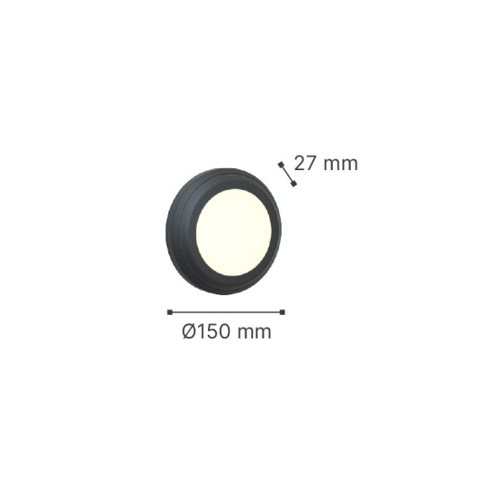 Jocasse Γκρι LED Επιτοίχιο Φωτιστικό, 3W, 3CCT, IP65, D:15x2,7cm
