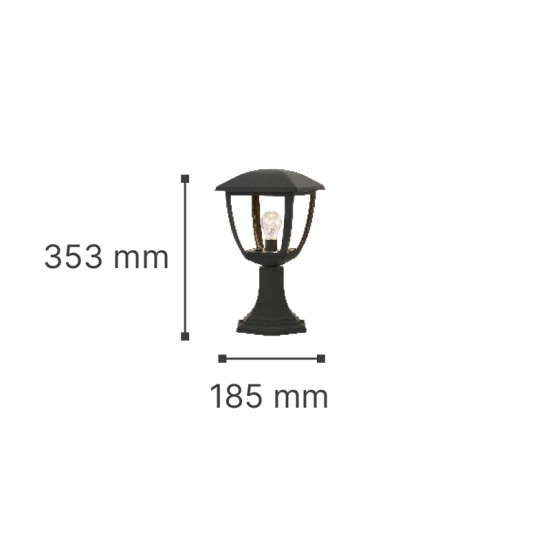 Avalanche Kολωνάκι Μαύρο και λαμπτήρα  Ε27 D:35,3x18,5cm, IP44