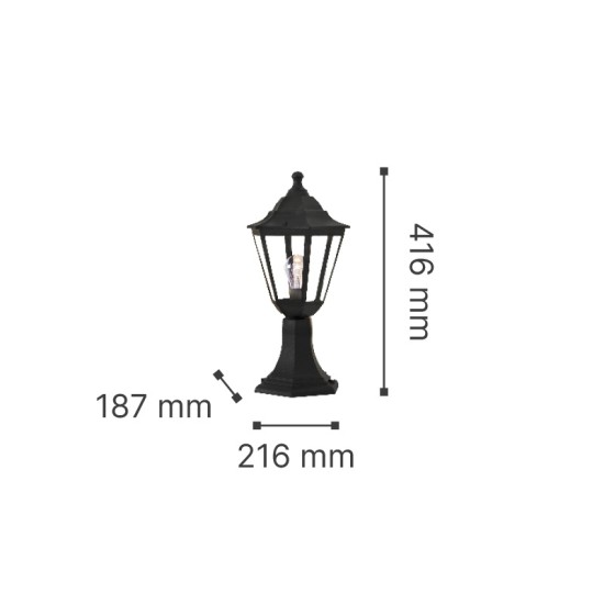 Redfish Kολωνάκι Μαύρο και λαμπτήρα  Ε27 D:41,6x21,6cm, IP44