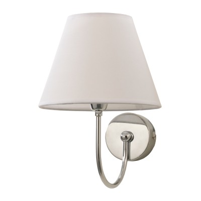  Επιτοίχιο φωτιστικό από μέταλλο σε χρώμιο απόχρωση και υφασμάτινο καπέλο 1XE14 D:23cm