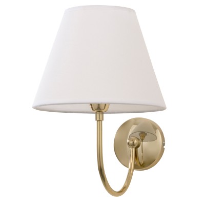 Επιτοίχιο φωτιστικό από μέταλλο σε χρυσή απόχρωση και υφασμάτινο καπέλο 1XE14 D:23cm (43022-Χρυσό) 