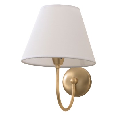  Επιτοίχιο φωτιστικό από μέταλλο σε χρυσή ματ απόχρωση και υφασμάτινο καπέλο 1XE14 D:23cm
