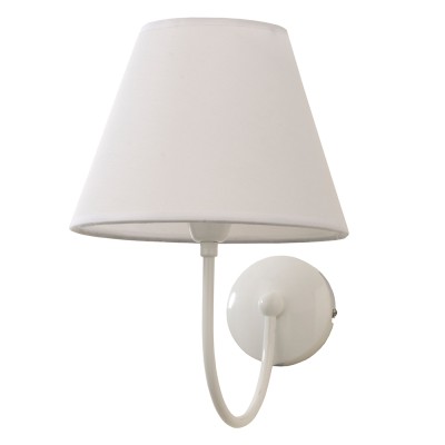  Επιτοίχιο φωτιστικό από μέταλλο σε λευκή απόχρωση και υφασμάτινο καπέλο 