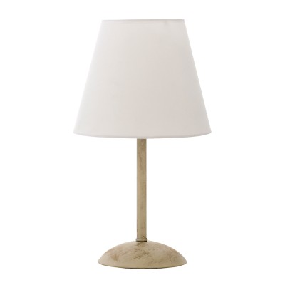 Επιτραπέζιο φωτιστικό από μέταλλο σε απόχρωση μπεζ πατίνας και υφασμάτινο καπέλο 3425  Επιτραπέζιο φωτιστικό από μέταλλο σε απόχρωση μπεζ πατίνας και υφασμάτινο καπέλο 3425