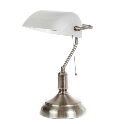 Επιτραπέζιο φωτιστικό από νίκελ ματ μέταλλο και λευκό γυαλί 1XE27 D:38cm (3431-ΝM)  Επιτραπέζιο φωτιστικό από νίκελ ματ μέταλλο και λευκό γυαλί 1XE27 D:38cm (3431-ΝM)