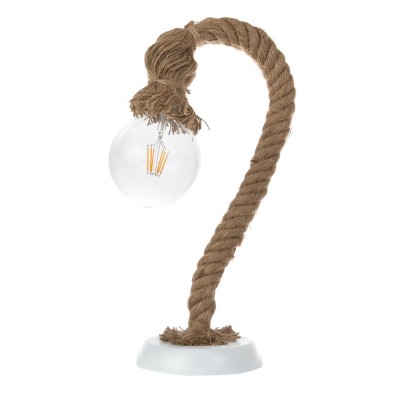 Επιτραπέζιο φωτιστικό από καφέ σχοινί 1XE27 D:46cm (3439-WH)  Επιτραπέζιο φωτιστικό από καφέ σχοινί 1XE27 D:46cm (3439-WH)