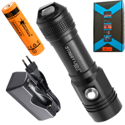 WP01 ΚΑΤΑΔΥΤΙΚΟΣ ΦΑΚΟΣ 900LM ΣΕΤ ΜΕ ΦΟΡΤΙΣΤΗ 18650-1 & ΜΠΑΤΑΡΙΑ 2200 mAh STARRY LIGHT