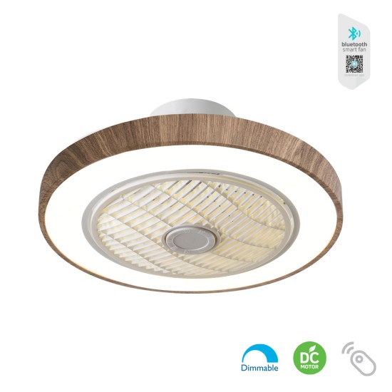 ΑΝΕΜ/ΡΑΣ ΜΠΛΑΦΟΝΙΕΡΑ ΜΕ ΦΩΣ LED CCT 45W,DIMMABLE &ΤΗΛ/ΡΙΟ DC17W Ø50cm AURORAWOOD  ΚΑΦΕ 