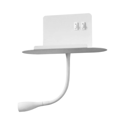 ΑΠΛΙΚΑ BEDSIDE ΡΑΦΑΚΙ LED&USB&WIRELESS CHARGE 3W&8W 3000k  ΛΕΥΚΟ 230Χ360mm