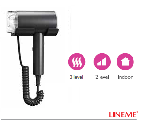 ΠΙΣΤΟΛΑΚΙ ΜΑΛΛΙΩΝ ΕΠΙΤΟΙΧΟ 1600W ΜΑΥΡΟ  LINEME