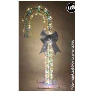 Μπαστούνι LED Rainbow 100cm ύψος με ασημί φιόγκο μπαταρίας Μπαστούνι LED Rainbow 100cm ύψος με ασημί φιόγκο μπαταρίας