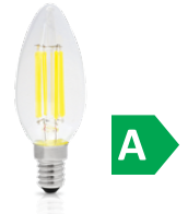 ΛΑΜΠΑ LED FILAMENT ΚΕΡΙ E14 2,2W 3000k 470L CLASS.A ΔΙΑΦΑΝΟ